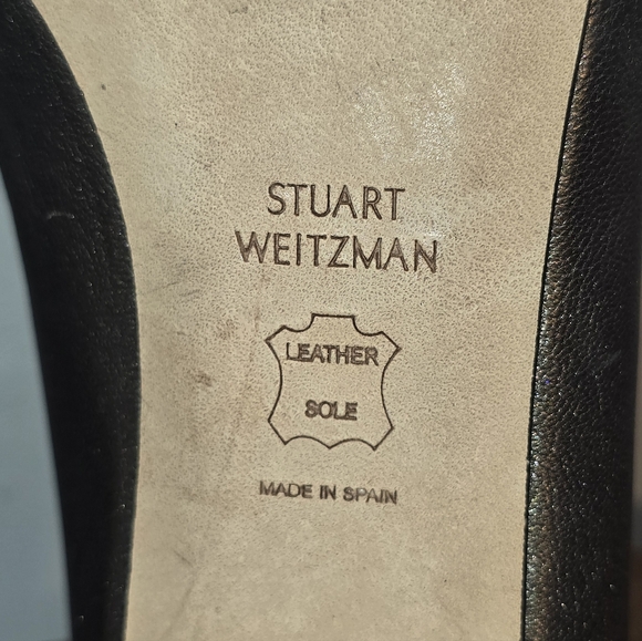 Stuart Weiztman Gold Metallic Block Heel Pumps Women's Size 9M - Picture 11 of 11